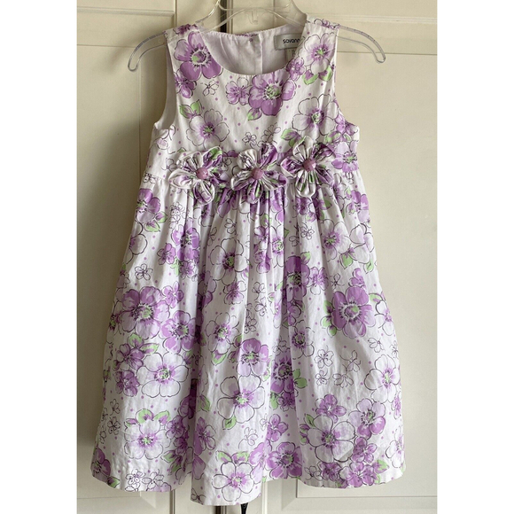 Savannah Girl’s‎ Sleeveless Purple Flower White Cotton Dress size 2T - Picture 1 of 7